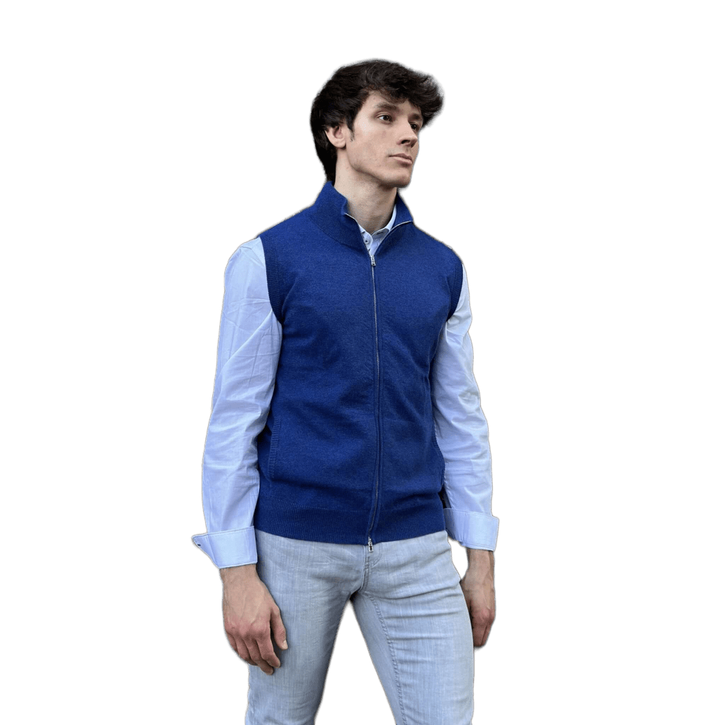 Giacca Uomo Zip puro cashmere senza maniche Shooting-0