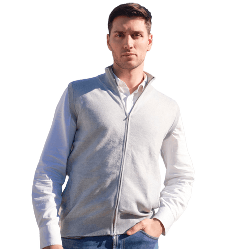 Giacca Uomo Zip puro cashmere senza maniche Shooting-1