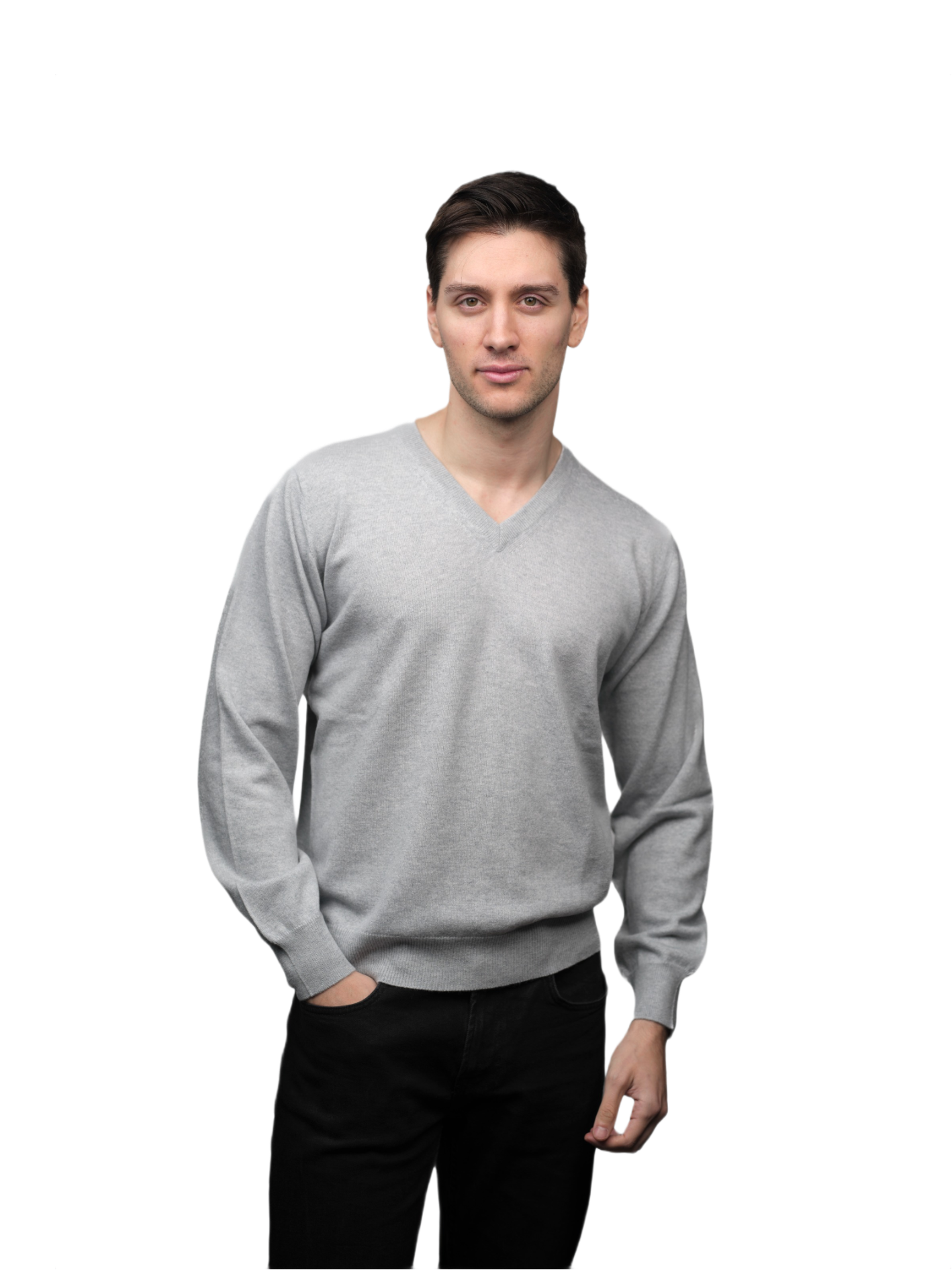 Men's 100% Pure Cashmere V-Neck Sweater-0