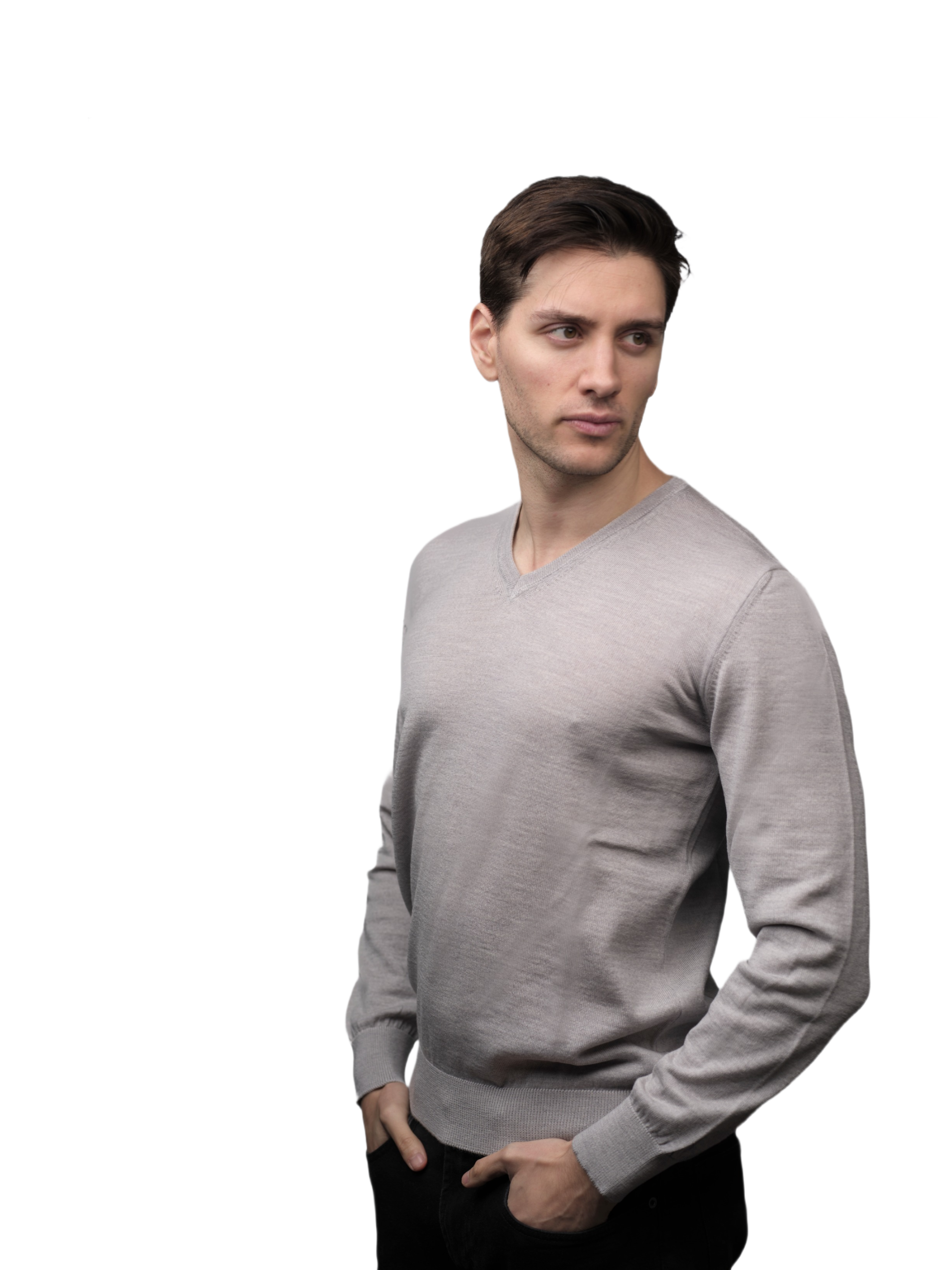 Maglia Uomo Scollo V Lana Merino Extrafine-0