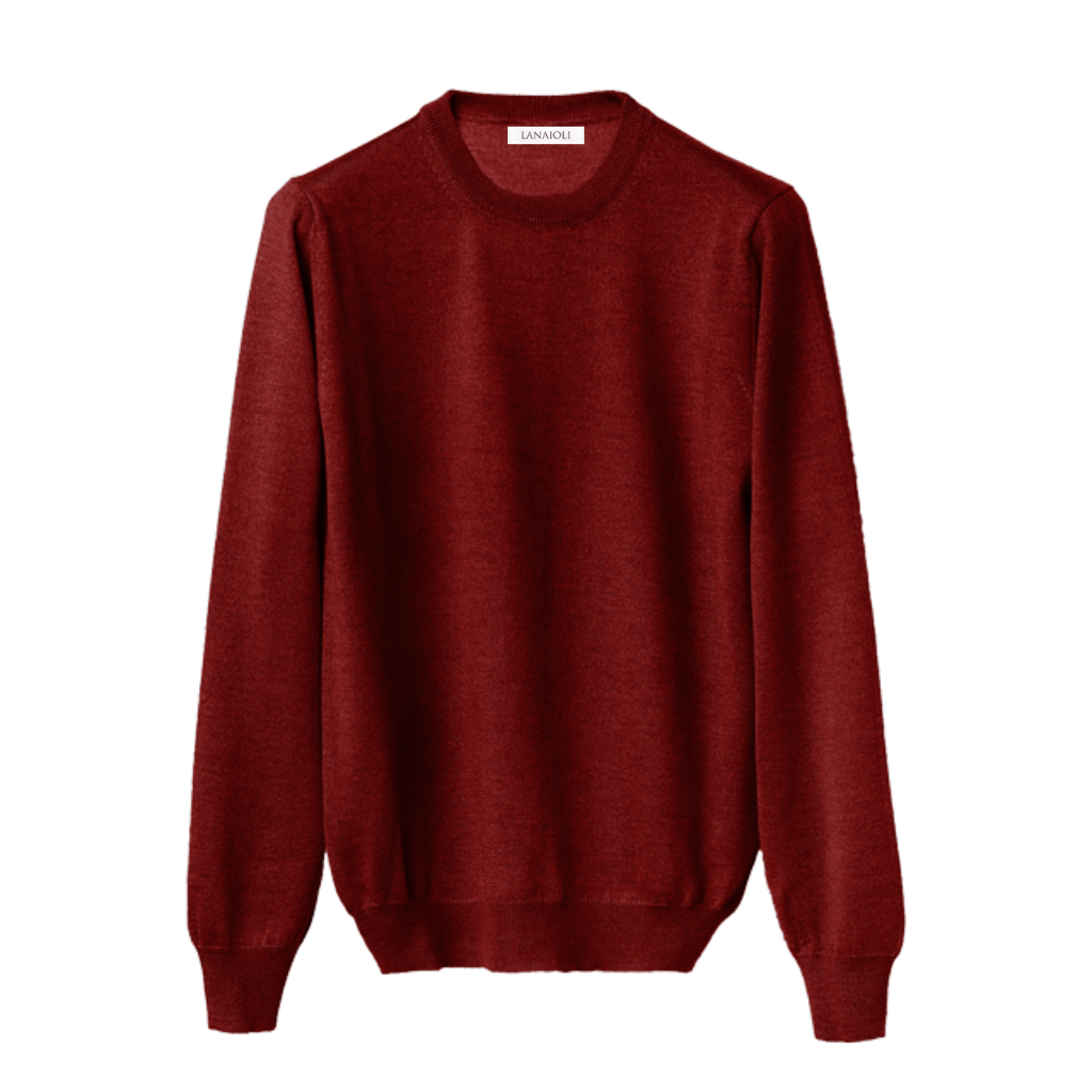 Men's Crew Neck Sweater in Cashmere, Silk and Extrafine Merino Wool Blend-7