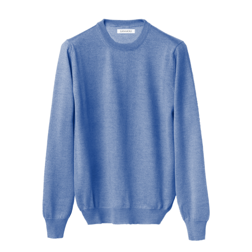 Men's Crew Neck Sweater in Cashmere, Silk and Extrafine Merino Wool Blend-8