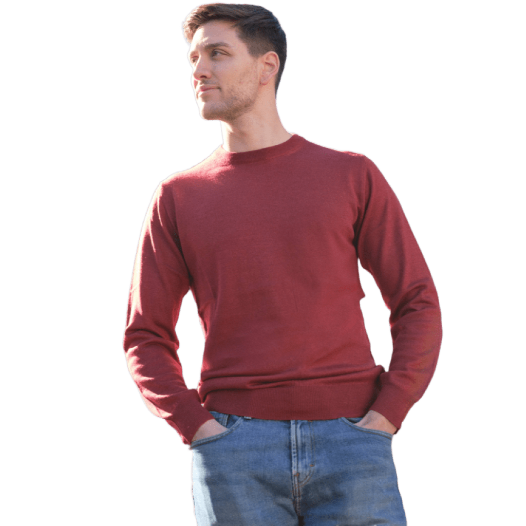 Men's Crew Neck Sweater in Cashmere, Silk and Extrafine Merino Wool Blend-2