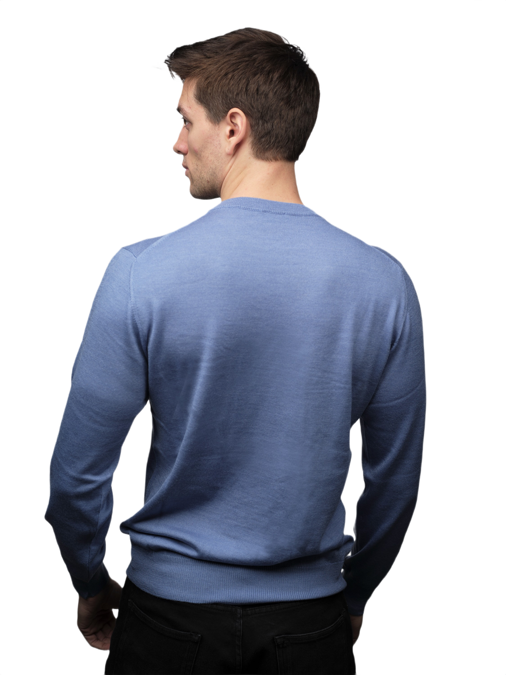 Men's Crew Neck Sweater in Cashmere, Silk and Extrafine Merino Wool Blend-4