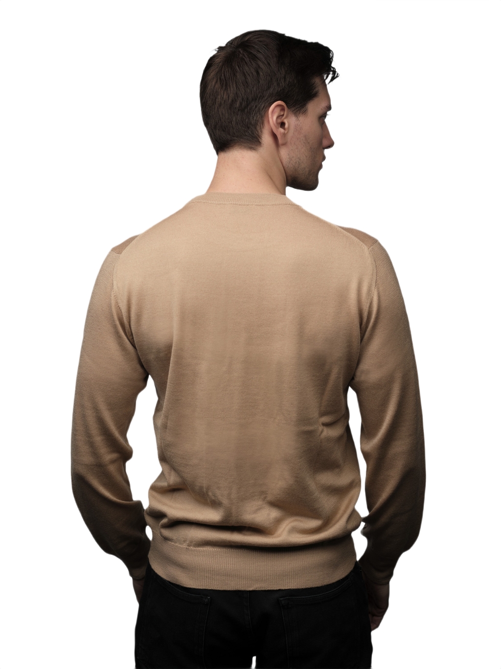 Men's Crew Neck Sweater in Cashmere, Silk and Extrafine Merino Wool Blend-1