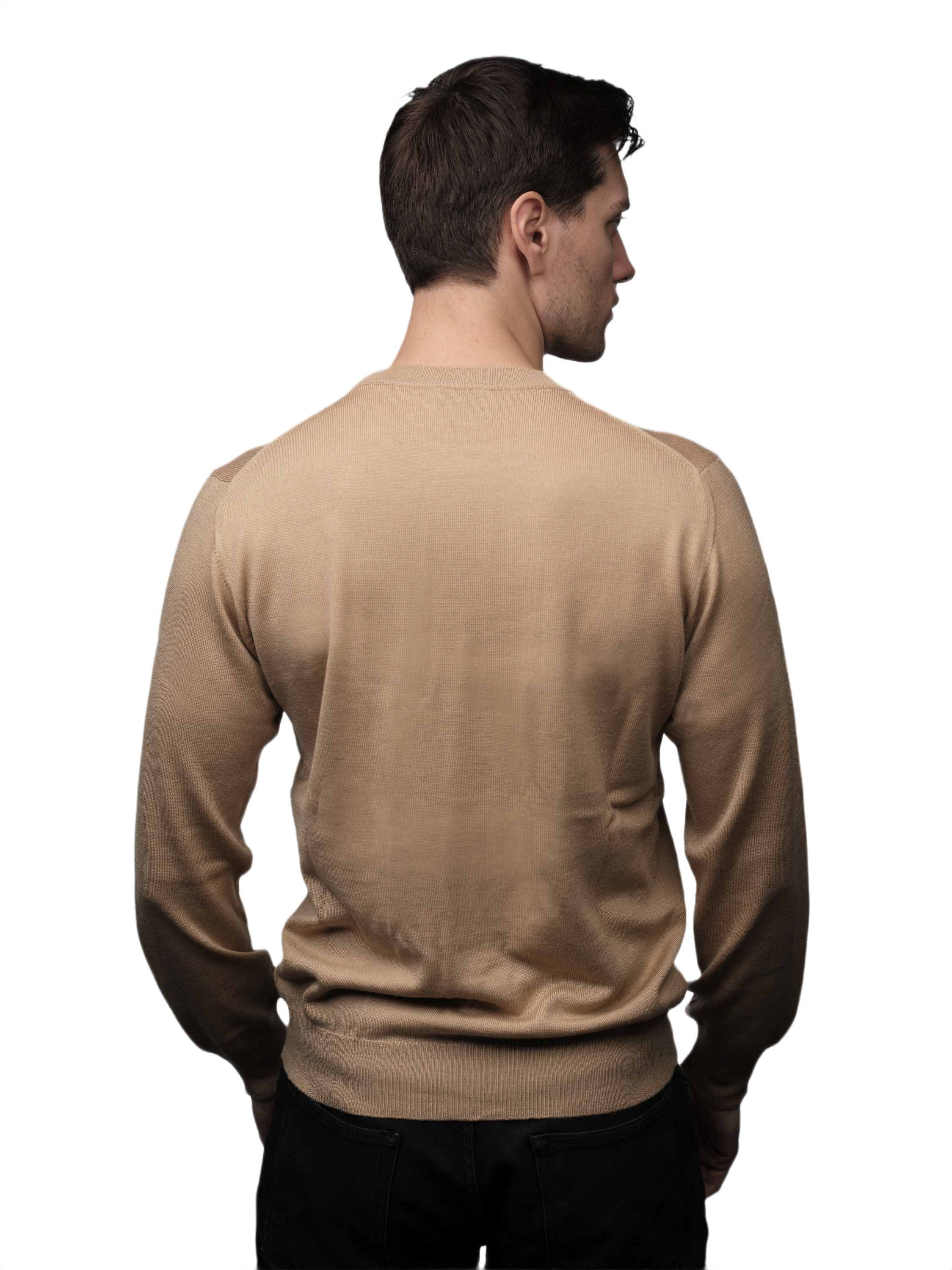 Men's Crew Neck Sweater in Cashmere, Silk and Extrafine Merino Wool Blend-1