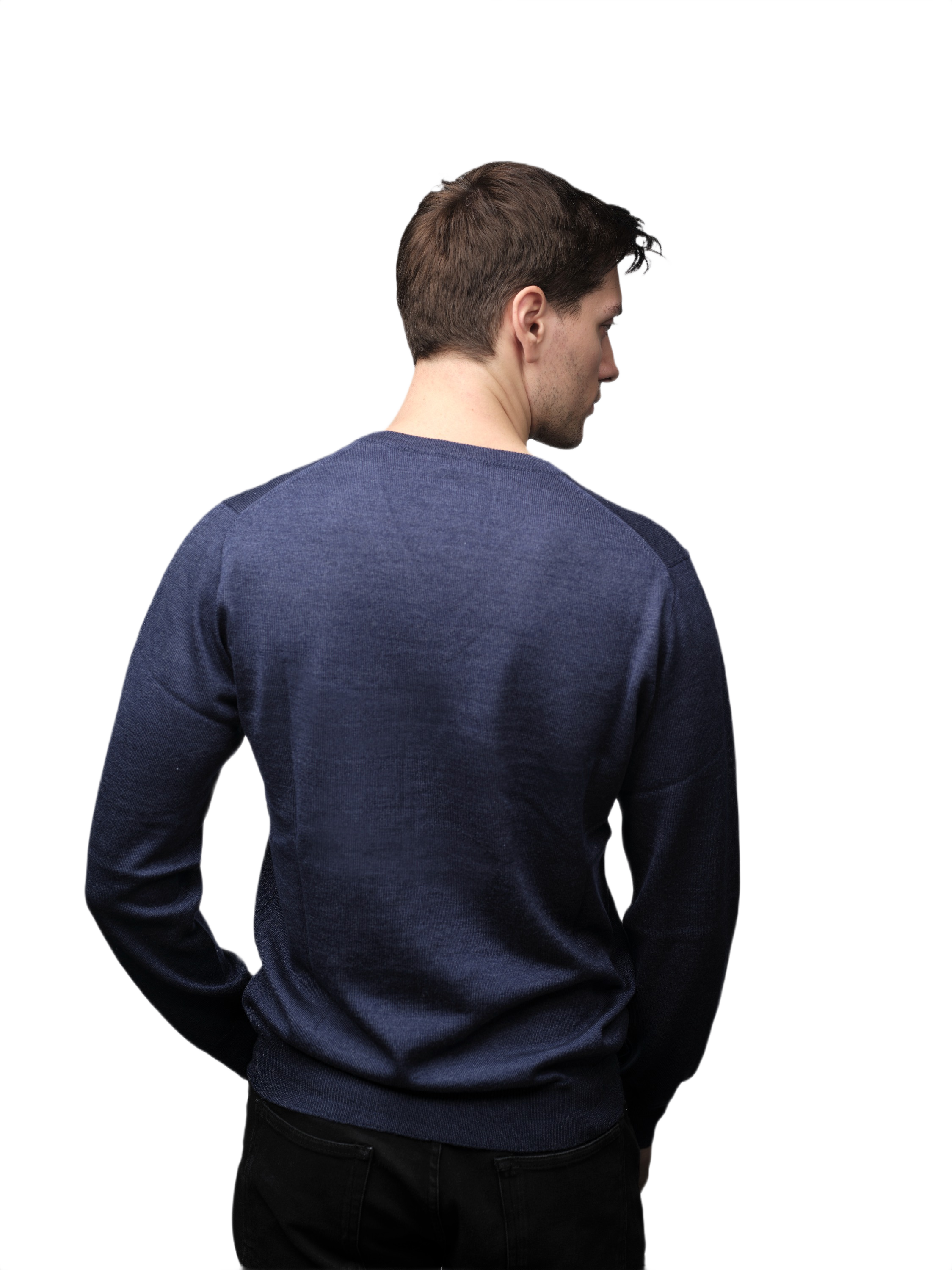 Maglia Uomo in misto Cashmere, Seta e Lana Merino Extrafine Scollo a V-1