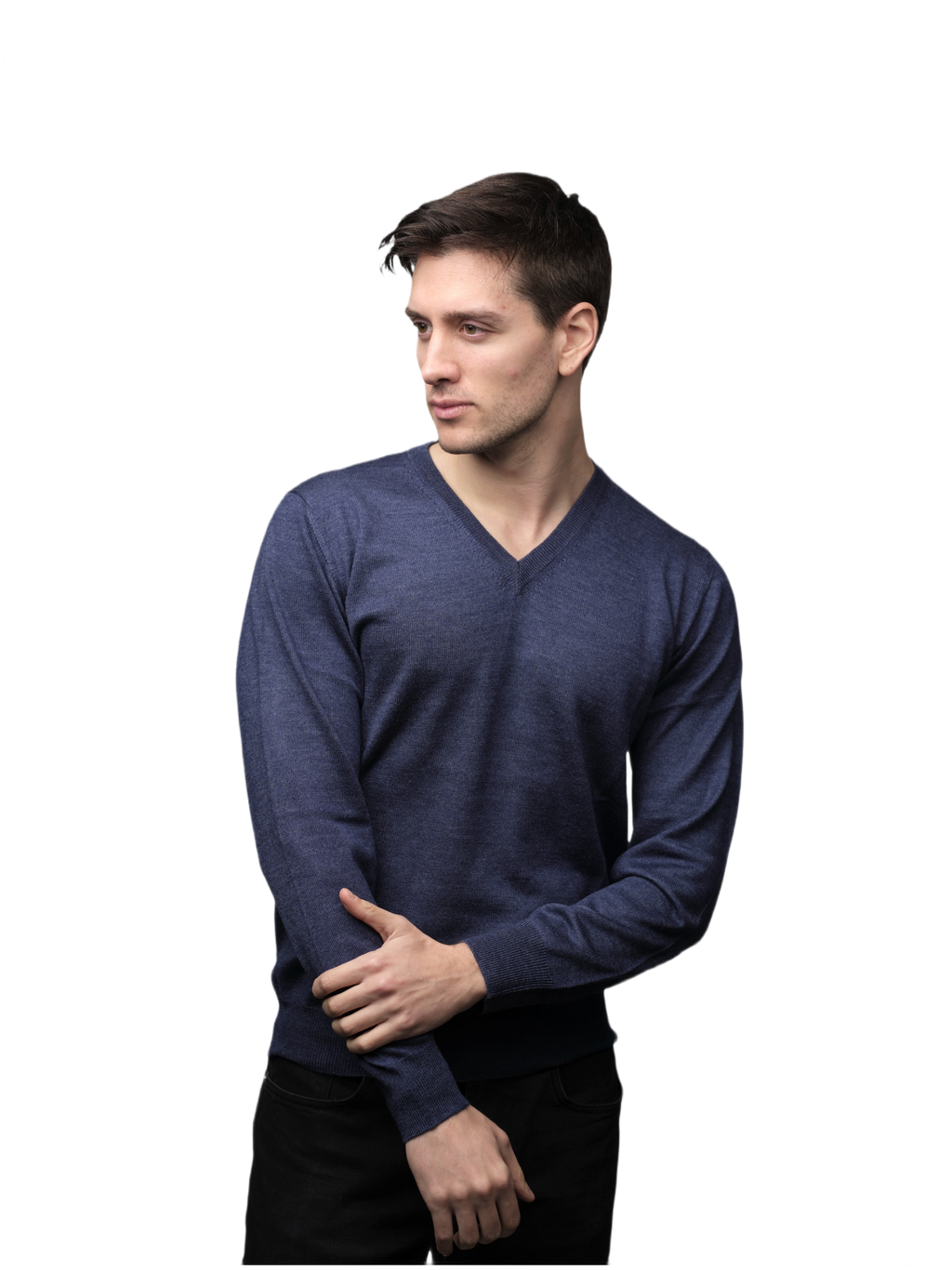 Maglia Uomo in misto Cashmere, Seta e Lana Merino Extrafine Scollo a V-0
