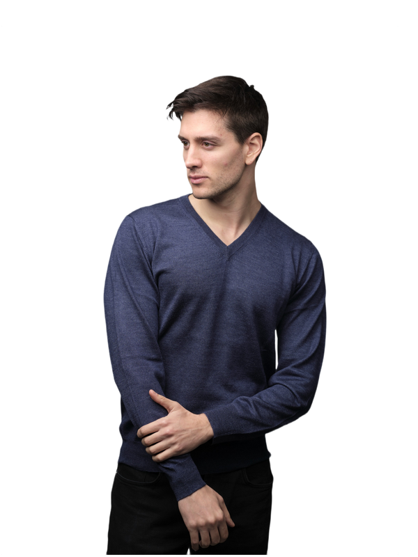 Maglia Uomo in misto Cashmere, Seta e Lana Merino Extrafine Scollo a V-0