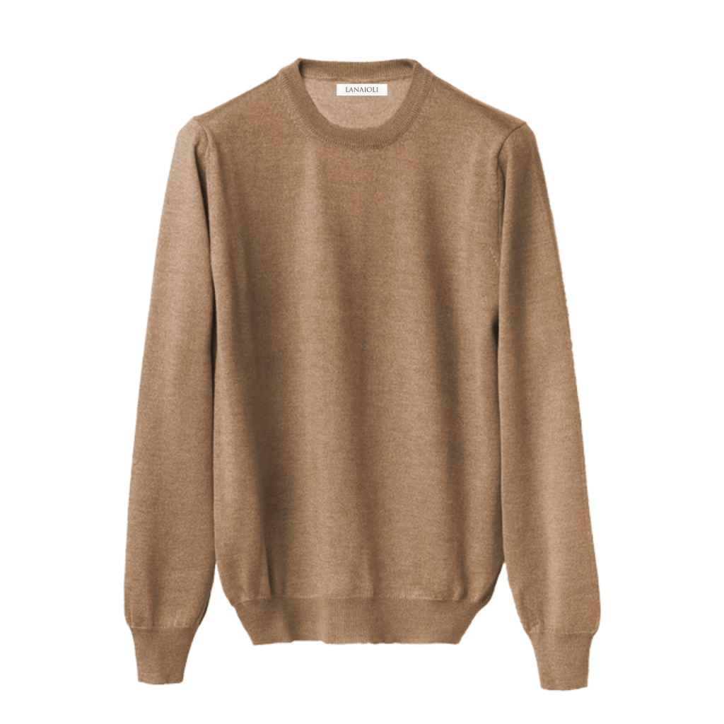 Men's Crew Neck Sweater in Cashmere, Silk and Extrafine Merino Wool Blend-9