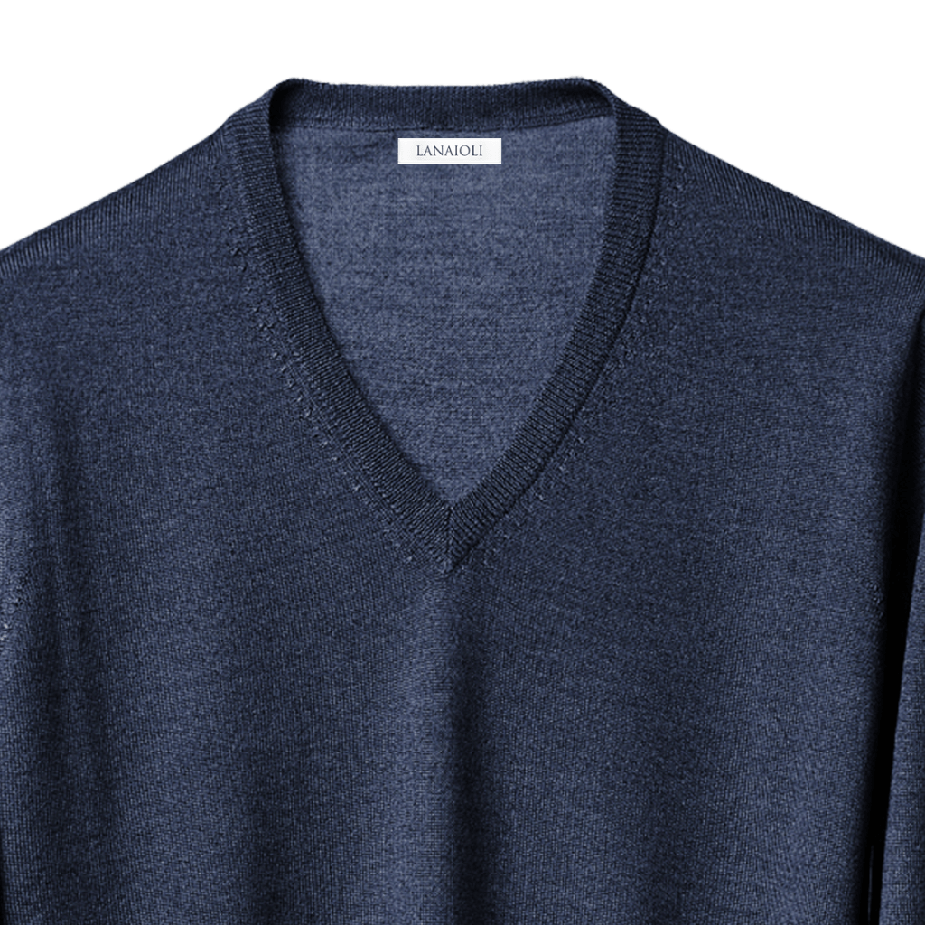 Maglia Uomo in misto Cashmere, Seta e Lana Merino Extrafine Scollo a V-3